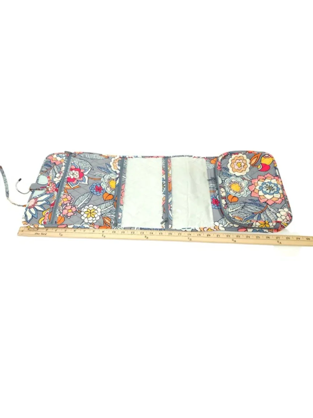 Vera Bradley Hanging Organizer Cosmetic Makeup Travel Bag Tropical Evening Gray - Picture 8 of 15